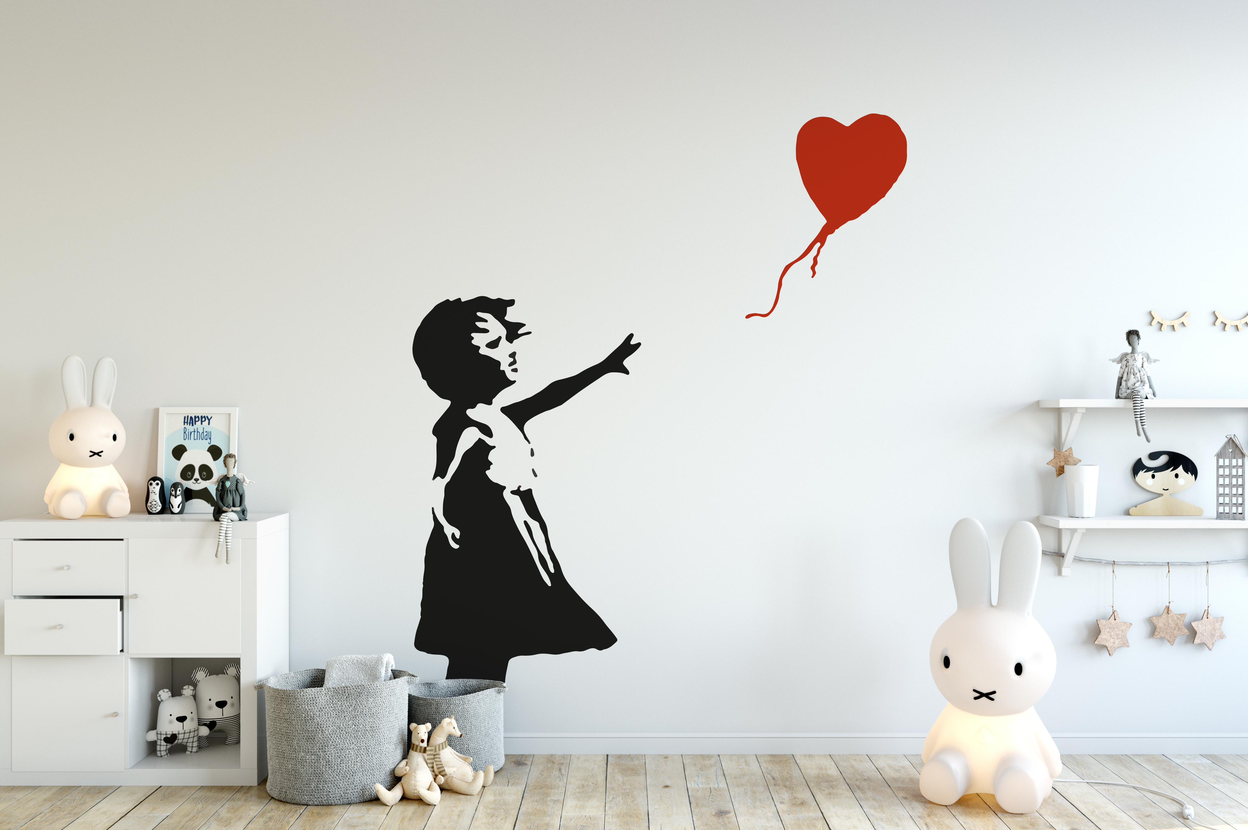 banksy girl balloon wall sticker