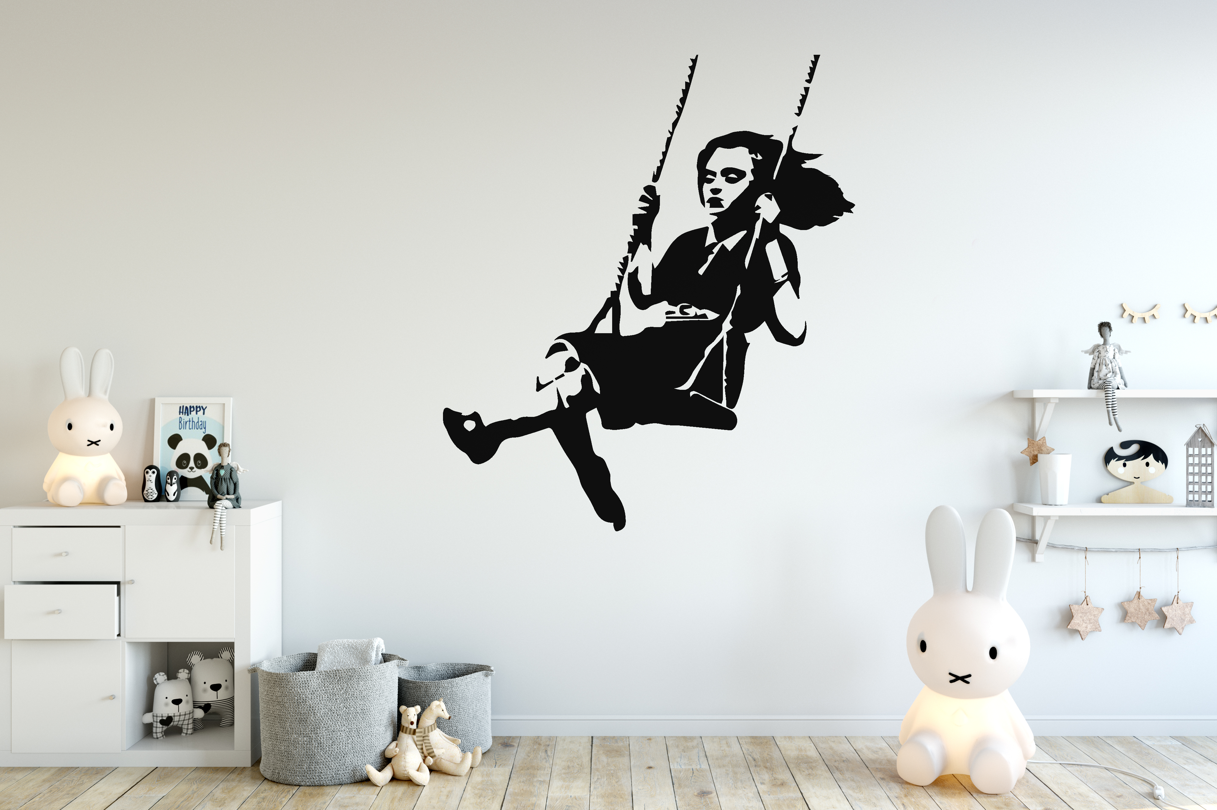 Banksy Decal Girl on a Swing, Wall Sticker Street Art, Banksy Wall