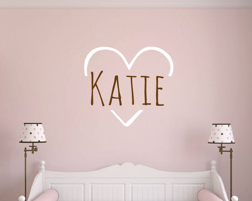 Personalised Girls Any Name Bedroom Wall Art Heart Sticker Hearts Decal 
