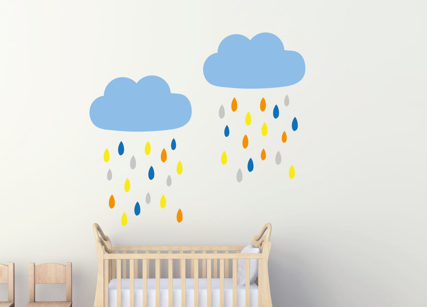 Colourful Clouds and Rain Wall Stickers