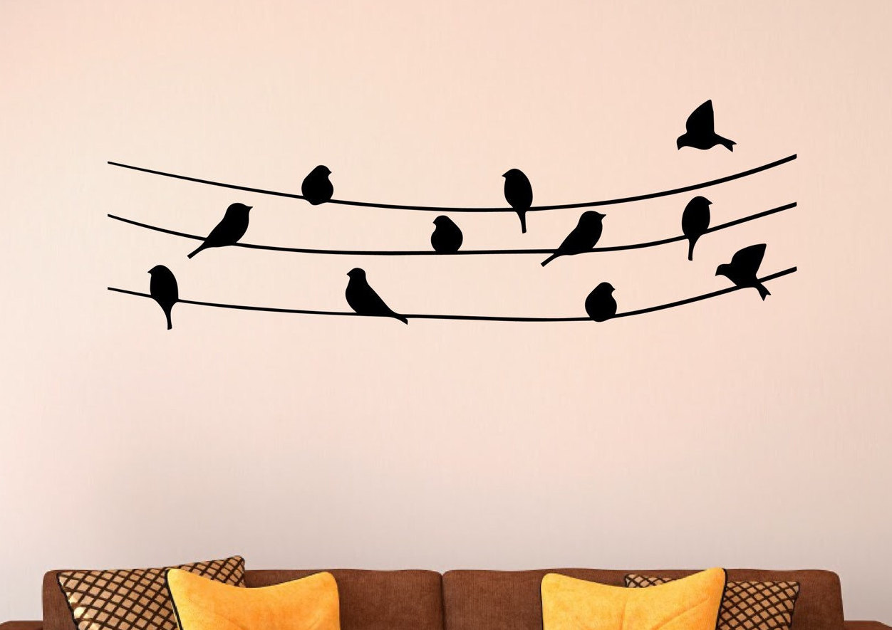 Birds On A Wire Wall Sticker  Stunning Bird Wall Stickers 