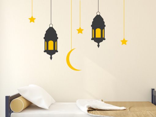 Hanging Lanterns With Stars And Moon Wall Sticker