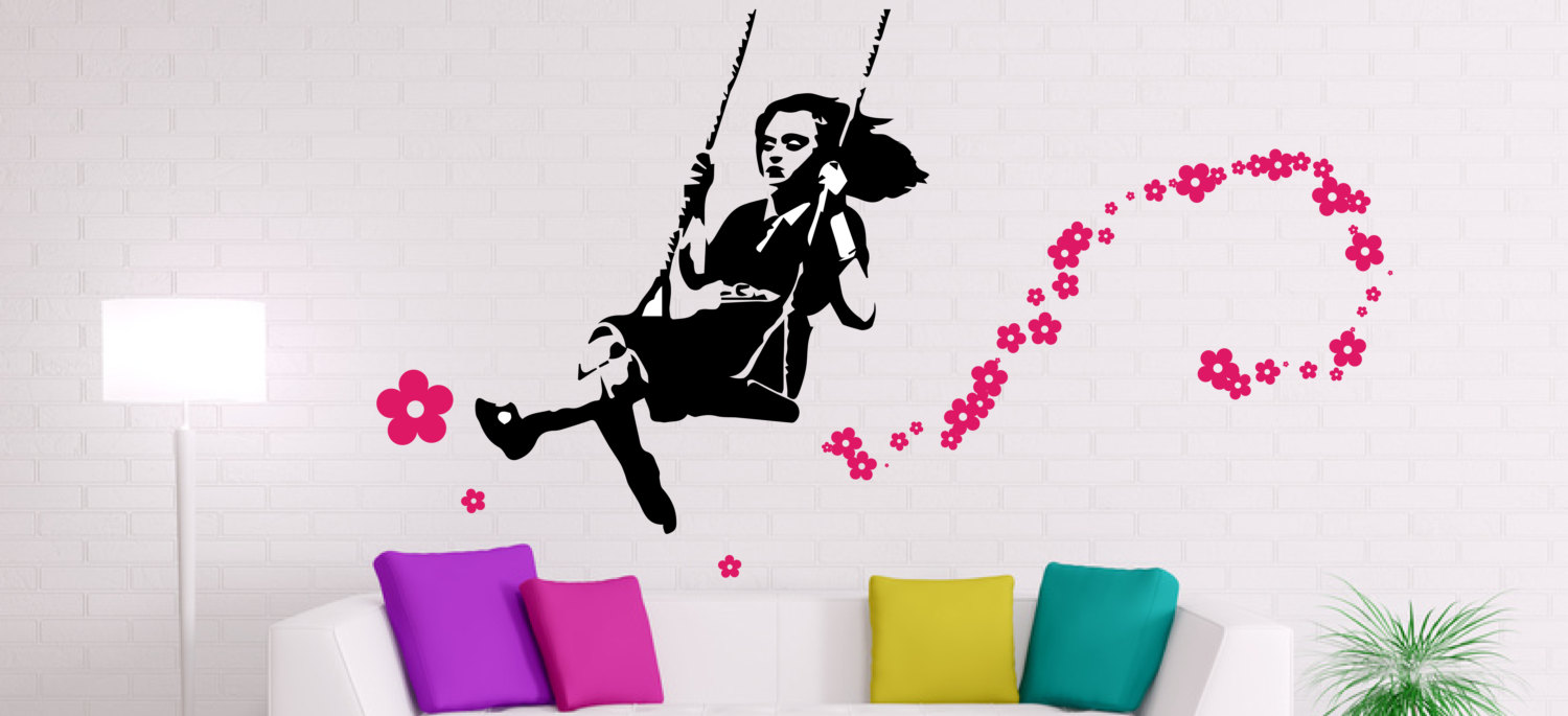 Banksy Girl Swing Sticker