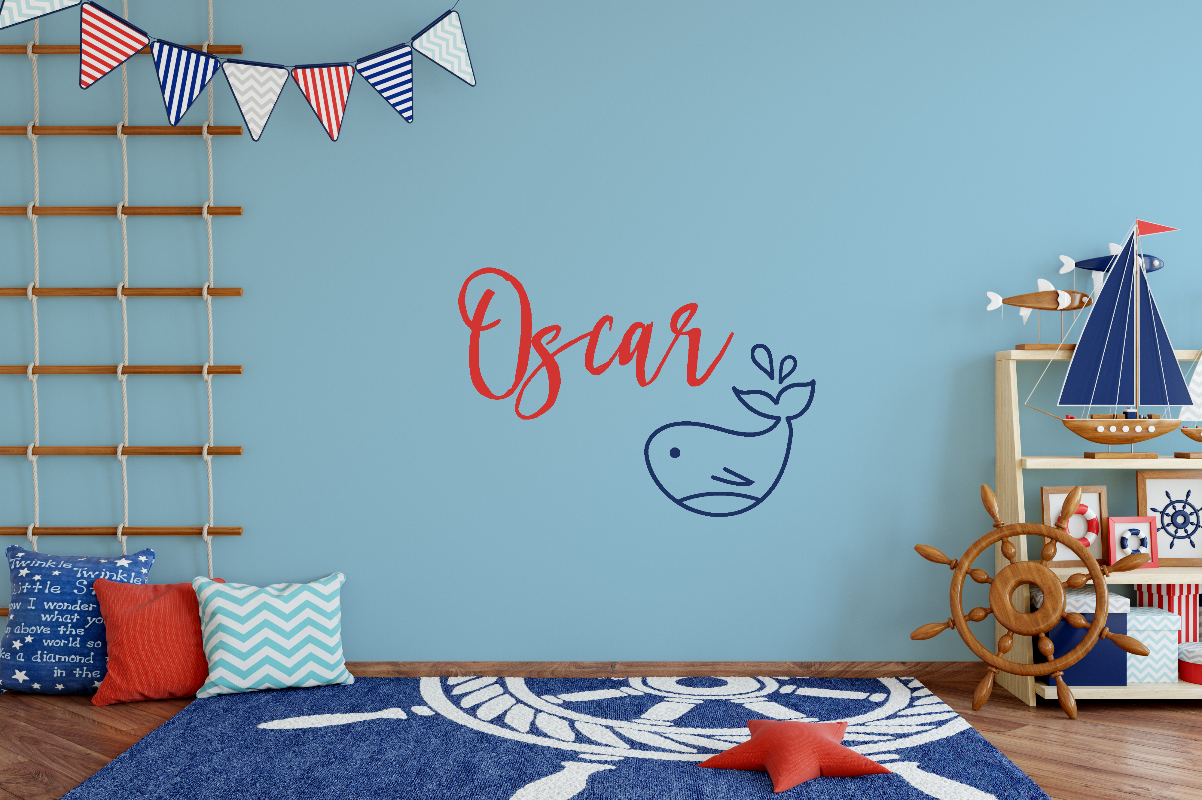 Children's Name Whale Wall Sticker